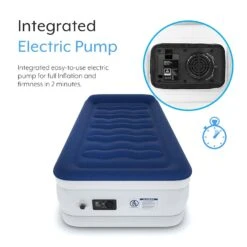 Single Comfort Plus Air Bed – Navy/White -Outdoor Camping k1e65e241f1b320f3665287f518eda73d