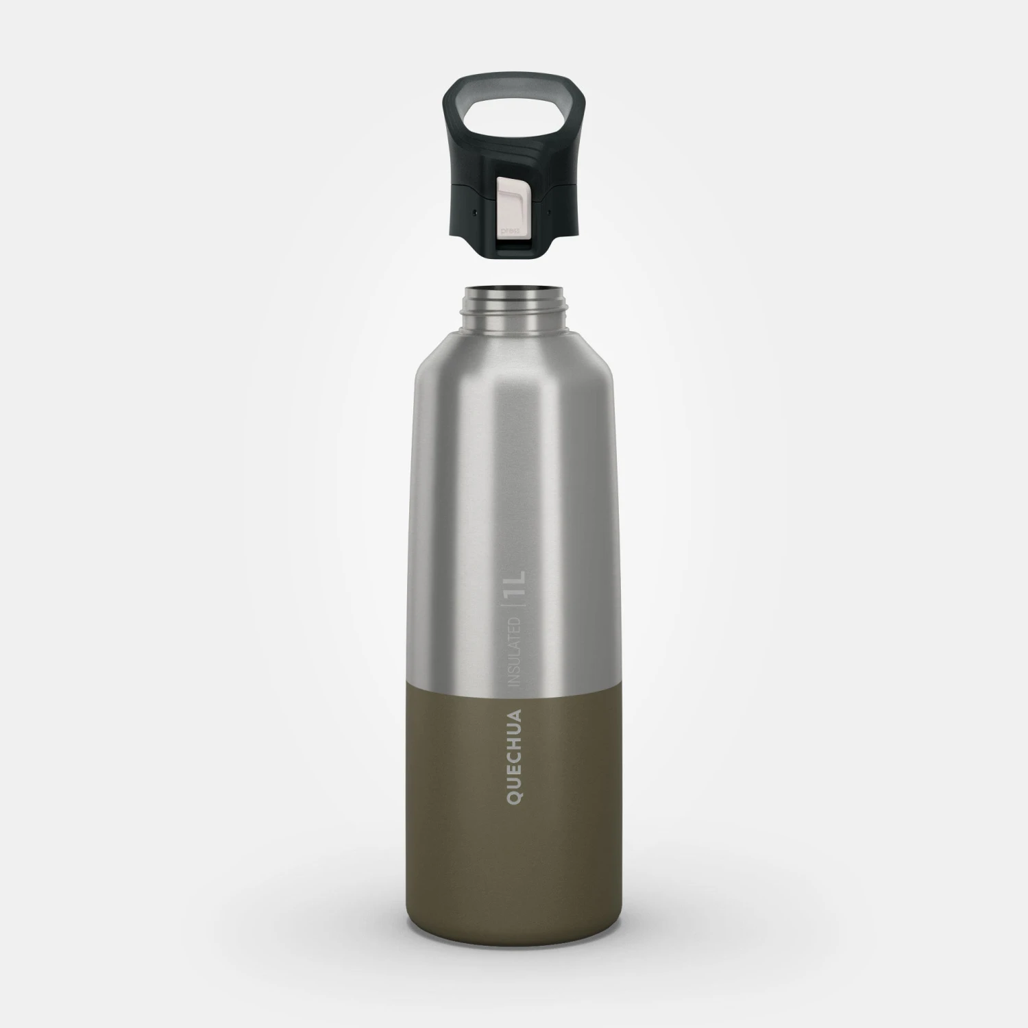 Quechua Isothermal Stainless Steel Hiking Flask MH500 1 L Khaki 4 Quechua Isothermal Stainless Steel Hiking Flask MH500 1 L Khaki - Image 2