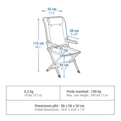 Quechua Multi-position Comfortable Camping Armchair -Outdoor Camping k63be7bf687a73fc7c32627b17ad2a31d