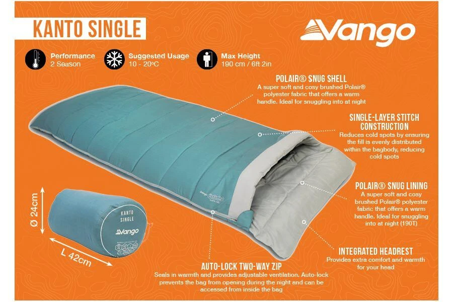 Vango Kanto Single Sleeping Bag 6 Vango Kanto Single Sleeping Bag - Image 4